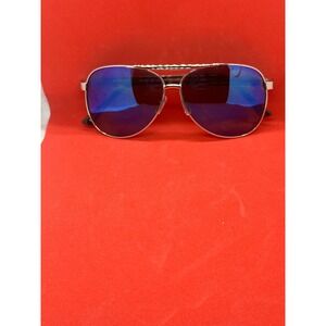 Express Aviator Sunglasses Rose Gold Metal Blue Mirror Lenses 100 UV Protection